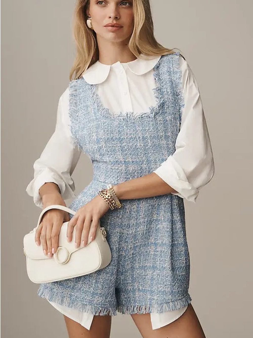 Anthropologie Maeve Long-Sleeve Blouse Twofer Romper Size 12